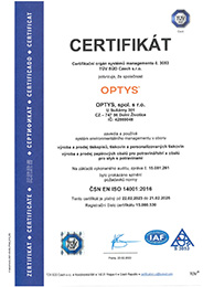 Certifikát ISO 14001_2016 CZ